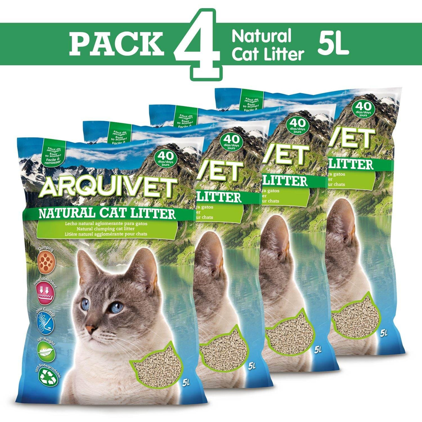 Natural Cat Litter -Lecho natural aglomerante para gatos - Arquivet