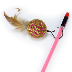 Palo rosa con bola y plumas - Arquivet