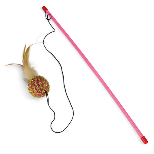 Palo rosa con bola y plumas - Arquivet
